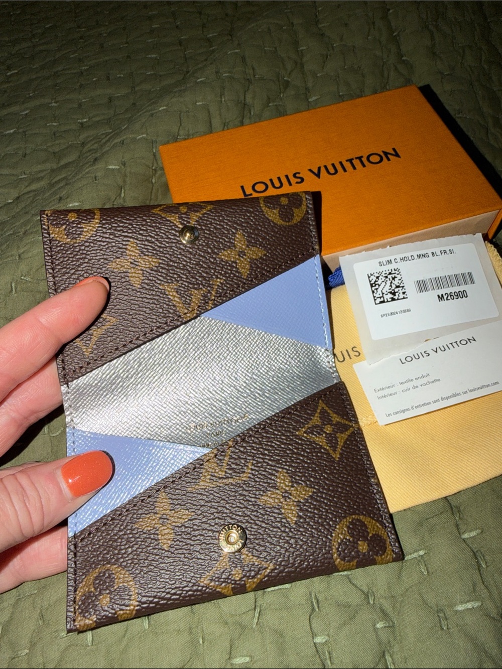 Louis Vuitton Monogram Canvas Card Holder with Blue Frost & Silver Accent M26900